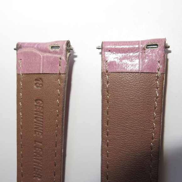 18mm Croc Embossed Mauve Pink Leather Watch Strap Replacement Band - Picture 10 of 12